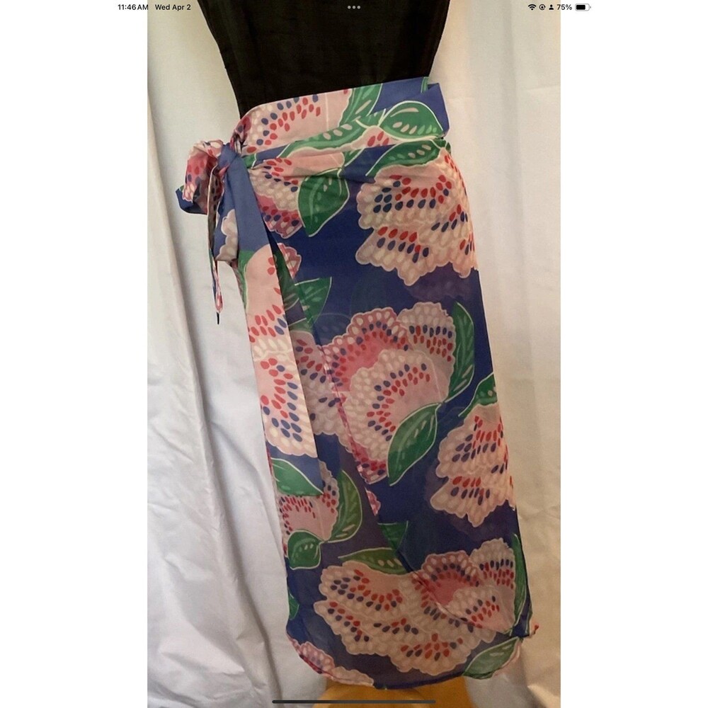 Mary Square Sarong Beach Coverup L/XL Skirt Petal Tango Blue Renee Sarong NWT